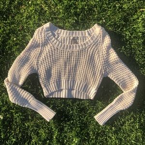 beige knitted cropped sweater
